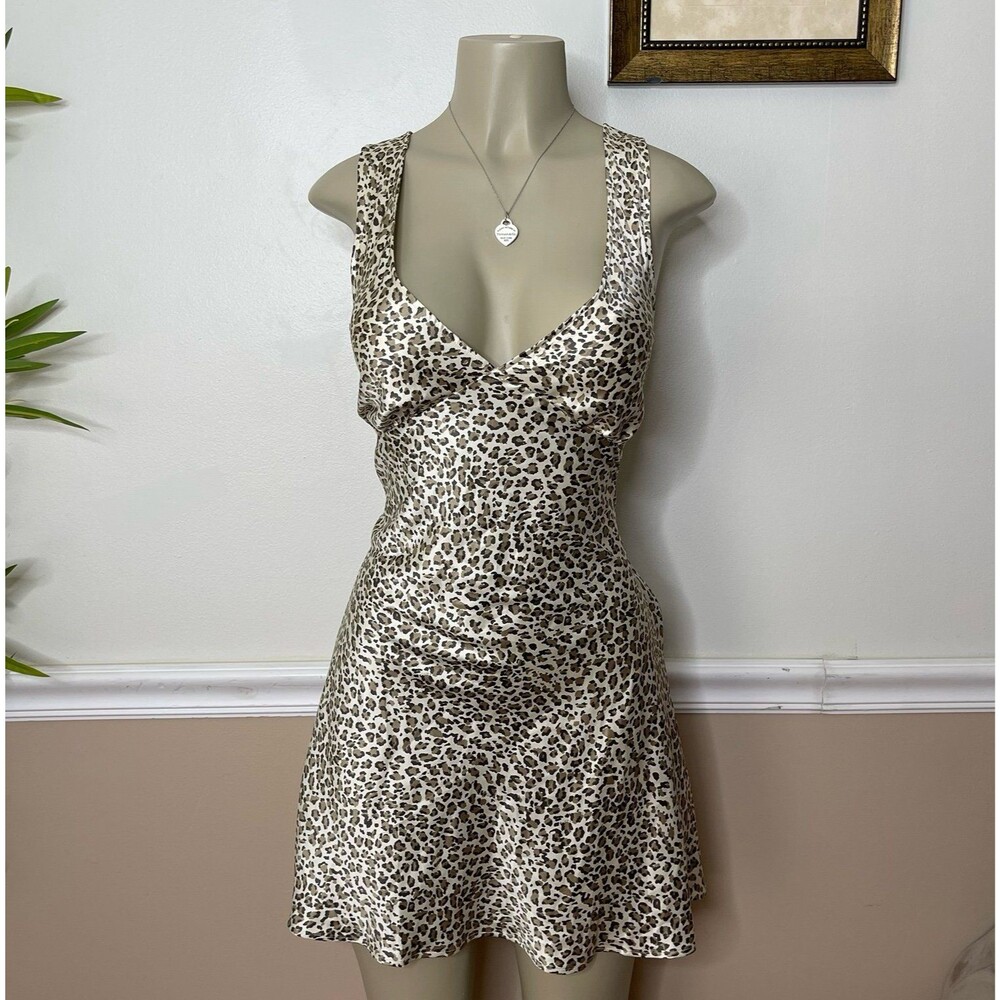 Frankie’s Bikinis for Victoria’s Secret PINK Cheetah Springtime Slip Satin Dress